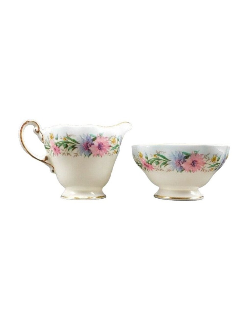 Foley China "Cornflower"  Creamer and Open Sugar Set, Made In England